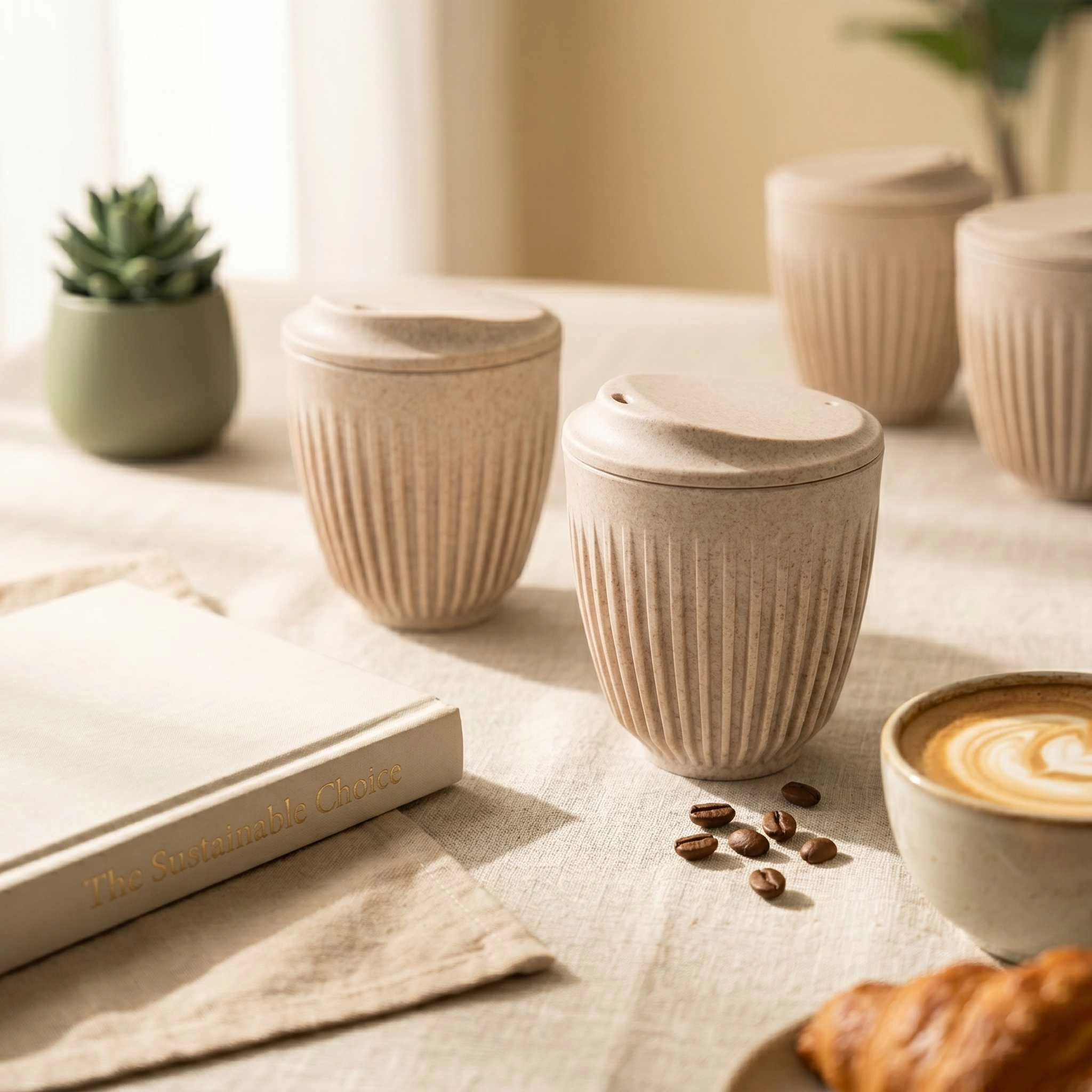 Eco Friendly Cup made from bamboo, rice husk & coffee husk.