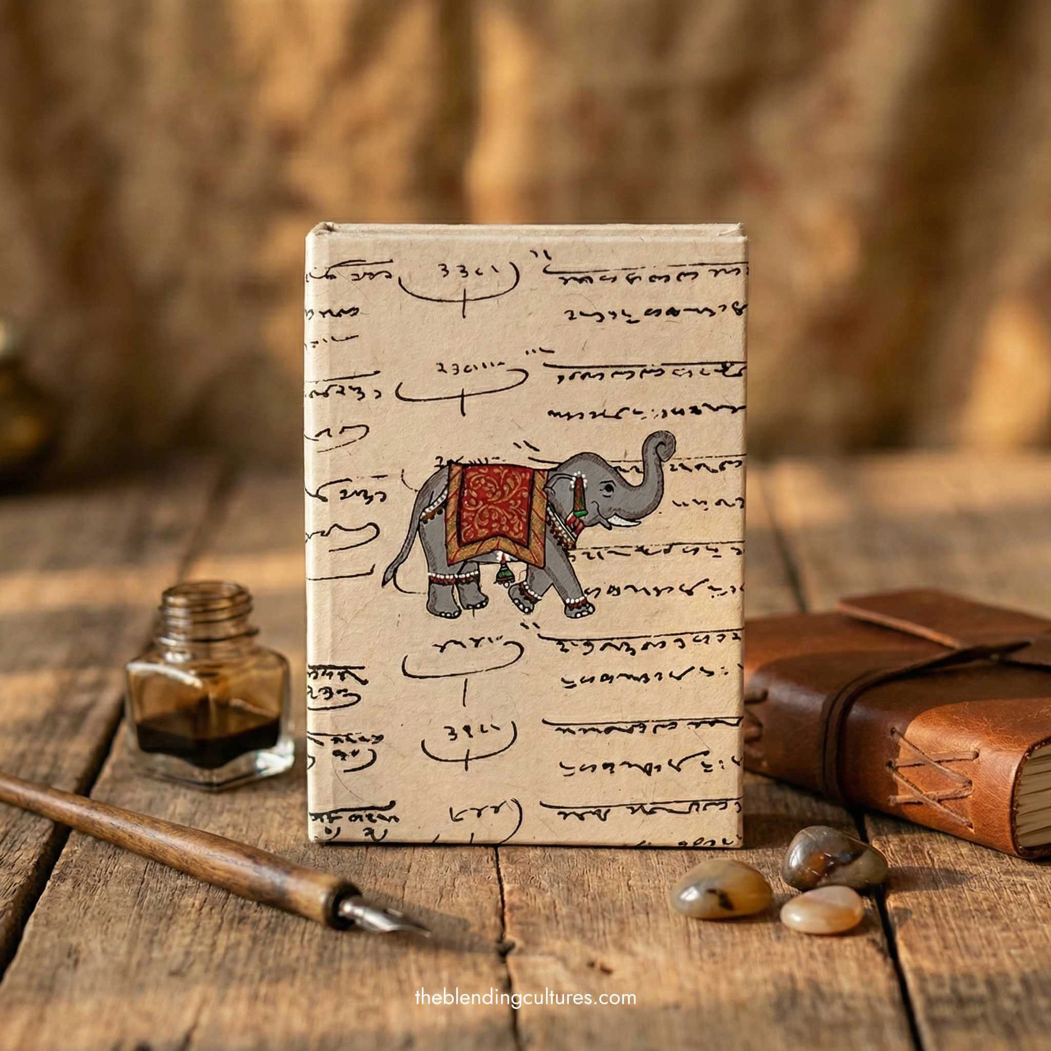 Heritage Notebook with Elephant Art | Vintage Script Design