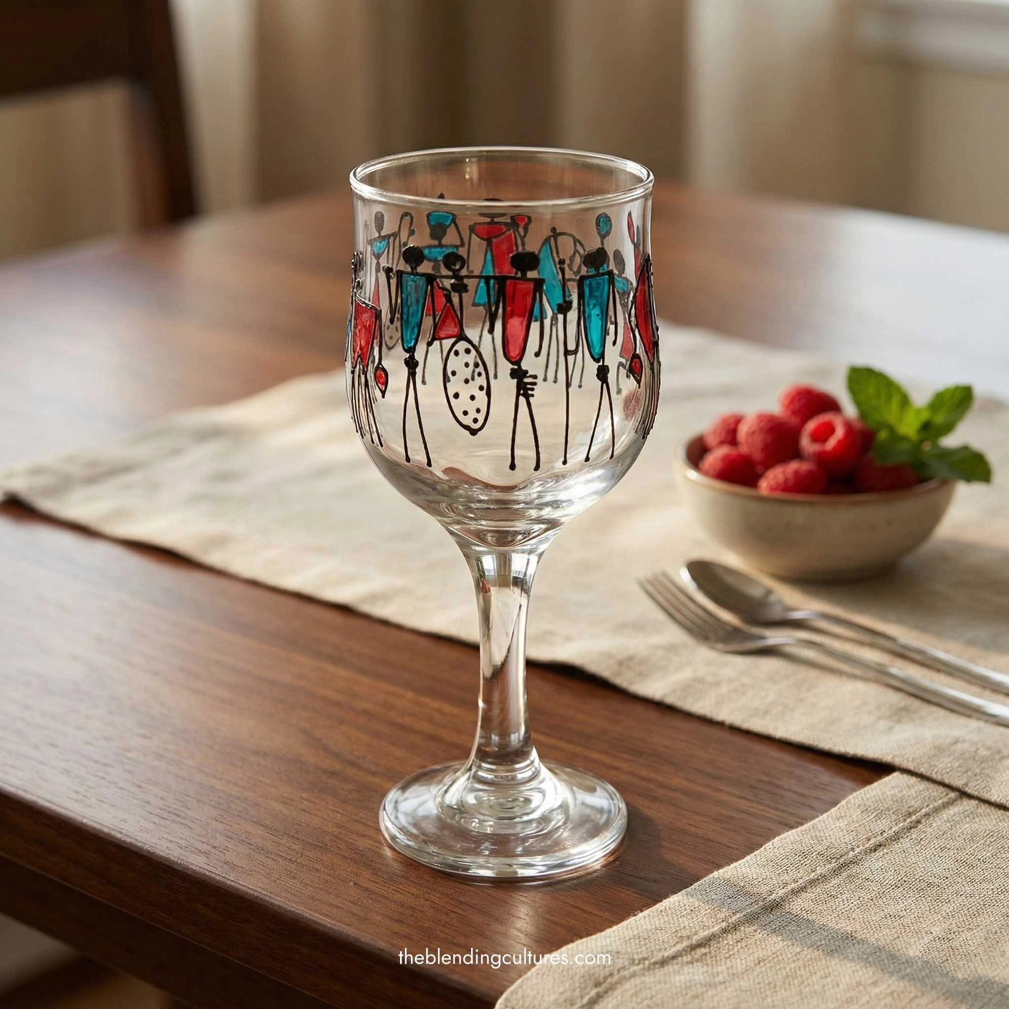 Vintage Wine Glass � Hand-Painted Artistic Wine Glass