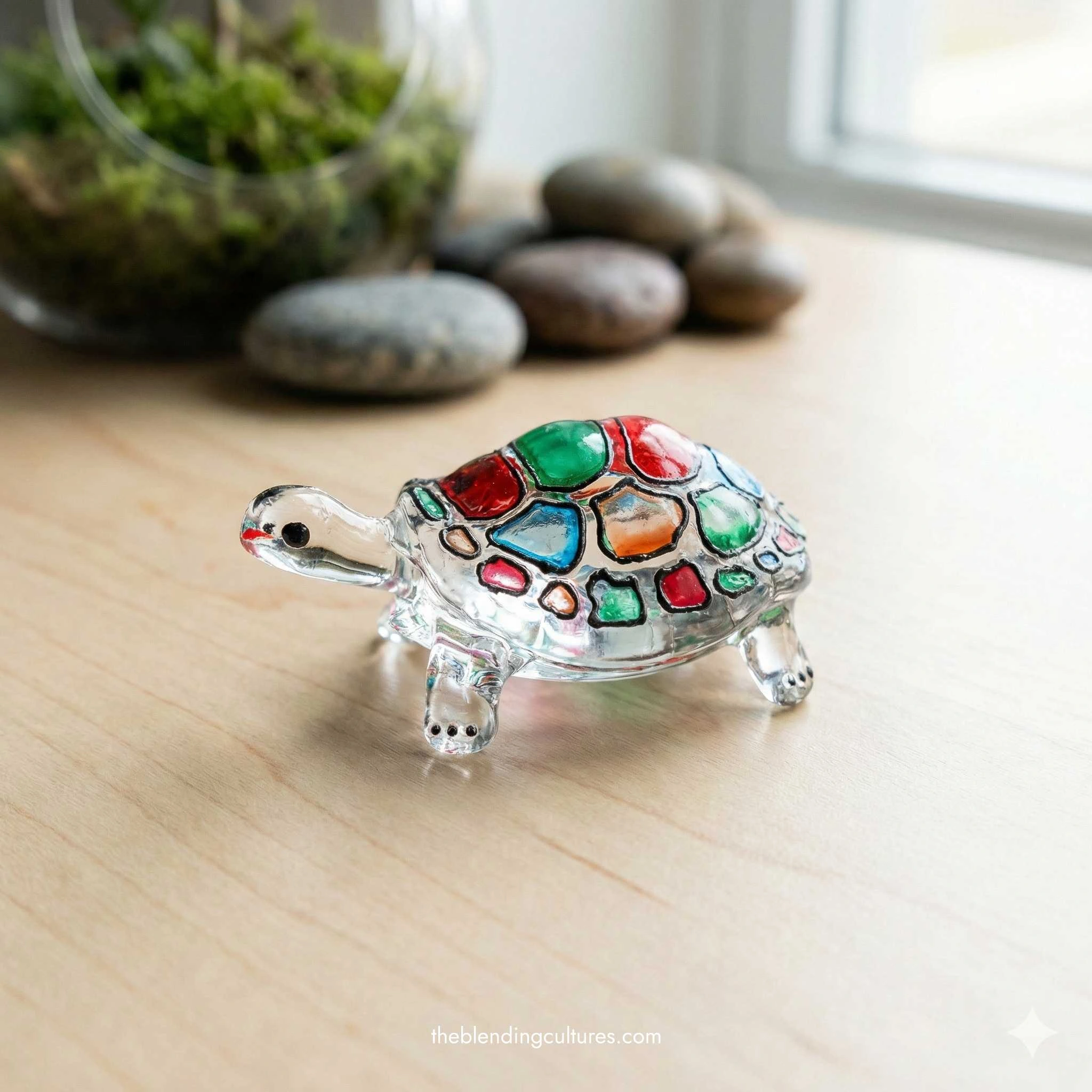 Handcrafted Glass Turtle Décor l Symbol of Luck & Wealth